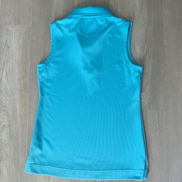Tournament Collection Womens Golf Polo Sleeveless with Pearl Button Sz S Aqua - Picture 2 of 6